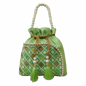Bridal Embroidered Potli Bag in Silk Fabric