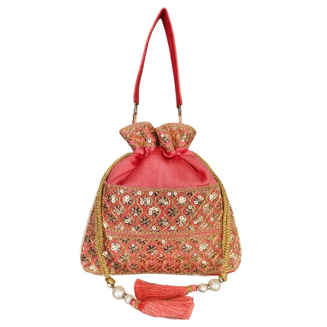 Gleaming Grace Raw Silk Potli