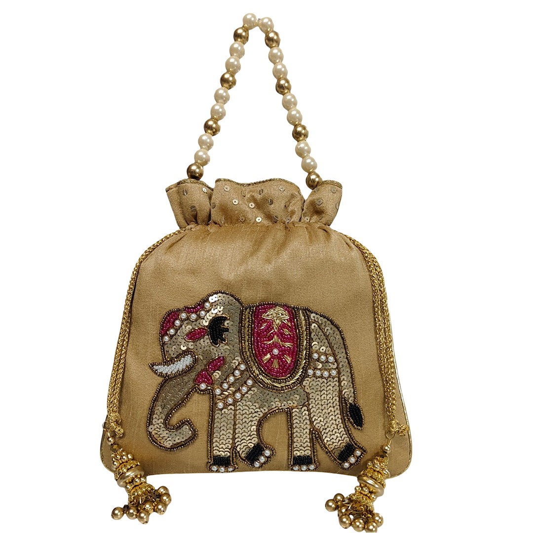 Royal Elephant Heavy Tassel Potli Purse